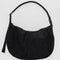 black large crescent bag with interior key leash