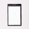 large lined notepad with black trim with colorful 'NOTES' typography and shapes border