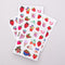 Sheet of 72 strawberry-scented stickers with bright, retro-inspired designs, 5 by 7 inches.