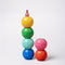 Set of 5 stacking ball highlighters in assorted bright colors, fun round desk accessory.