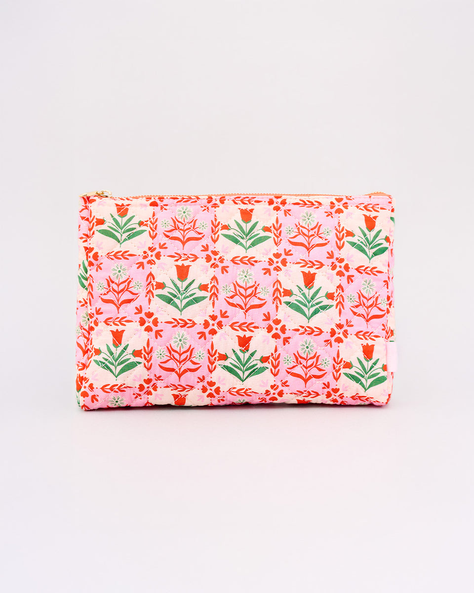 Quilted Pouch - Pink Tile Floral – ban.do