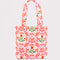 pink folk floral quilted tote bag