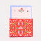 red folk floral tab notes holder with dainty scalloped floral paper
