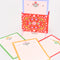 red folk floral tab notes holder with dainty scalloped floral paper
