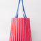 pink and red vertical stripe back of tote bag