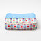 white packing cube with colorful quilted print