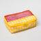 yellow and white gingham packing cube with red pocket