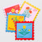 set of 4 colorful floral theme postage stamp shaped coasters