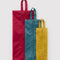 flattened set of 3 3D zip set: yellow, teal and red