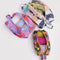 set of 3D zip set: small orange turtle, medium purple dolphins and large multicolor penguin filled with items