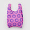 hot pink baby baggu with cobalt blue smiley faces