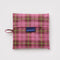pink tartan plaid baby baggu with thin lime green lines in matching pouch