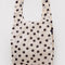 cream big baggu with black polka dots
