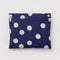 navy pouch with white polka dots