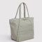 side view of pale sage and white vertical stripe cloud bag