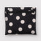 black pouch with white polka dots