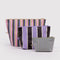 set of three colorful stripe go pouch set