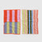 reversed side of flattened set of two multi-stripe hand towels