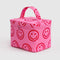 bubblegum pink with hot pink smiley face print large cosmetic case