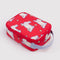 red lunch box with all over lamb print
