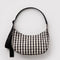 black and cream gingham medium crescent bag