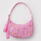 bright pink medium crescent bag with melting gold star print