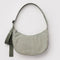 pale sage and white vertical stripe medium crescent bag