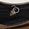 interior of brown recycled leather flat crescent bag