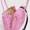 interior key leash of bright pink nylon bowler bag with melting gold star print
