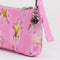 smiley charm on bright pink pochette bag with melting gold star print