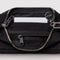 interior of black pochette bag with print ' LOVE NY' across the front