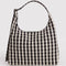 black and cream gingham nylon shoulder bag