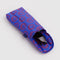 cobalt puffy sunglasses sleeve with red smiley face print with sunglasses inside