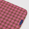opened pink plaid tartan puffy picnic blanket