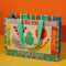 Rattan market tote with colorful fruit tile accents