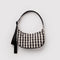 black and cream gingham small crescent bag