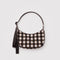 brown blurred gingham small crescent bag