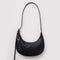 black recycled leather small flat crescent bag