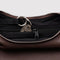 interior key leash of brown recycled leather small flat crescent bag