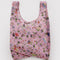 pink standard baggu with floral print and creature print
