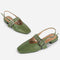 cactus slingback flat with large grommet buckle and square toe