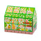 colorful greenhouse shaped box with pink, green and white tipped matches inside