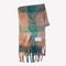 teal, salmon, green and lilac oversized checker scarf with fringe