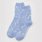 light blue crew socks with white star print