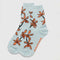 light blue crew socks with orange orchid print