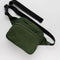 baggu fanny pack with black strap and green bay laurel color