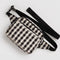 black and white gingham fanny pack with black strap