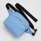 sky blue fanny pack with black strap