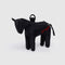 black horse bag charm with red baggu on the back