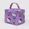 purple large cosmetic bag with hello kitty and yellow tulips print